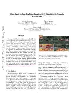 Class-Based Styling: Real-time Localized Style Transfer with Semantic
  Segmentation