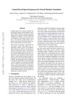 Latent Part-of-Speech Sequences for Neural Machine Translation
