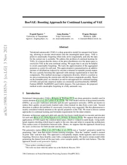 BooVAE: Boosting Approach for Continual Learning of VAE