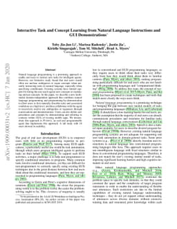 Interactive Task and Concept Learning from Natural Language Instructions
  and GUI Demonstrations