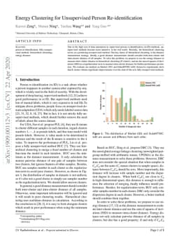 Energy Clustering for Unsupervised Person Re-identification