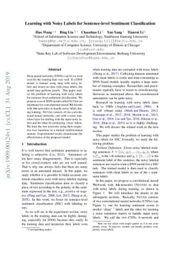 Learning with Noisy Labels for Sentence-level Sentiment Classification