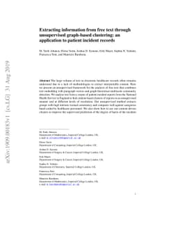 Extracting information from free text through unsupervised graph-based
  clustering: an application to patient incident records