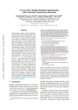 Cosmos QA: Machine Reading Comprehension with Contextual Commonsense
  Reasoning