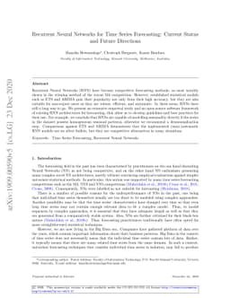 Recurrent Neural Networks for Time Series Forecasting: Current Status
  and Future Directions