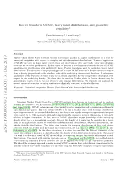 Fourier transform MCMC, heavy tailed distributions and geometric
  ergodicity