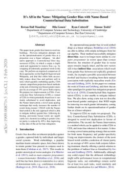 It's All in the Name: Mitigating Gender Bias with Name-Based
  Counterfactual Data Substitution