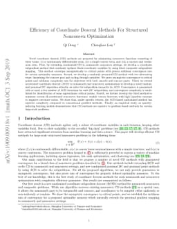 Efficiency of Coordinate Descent Methods For Structured Nonconvex
  Optimization