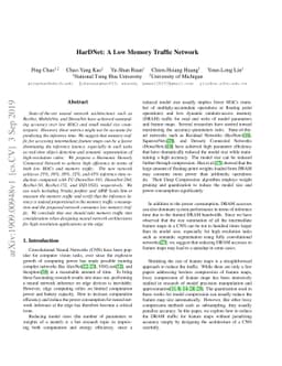 HarDNet: A Low Memory Traffic Network
