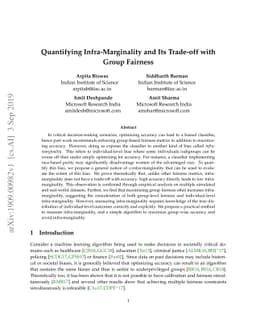 Quantifying Infra-Marginality and Its Trade-off with Group Fairness