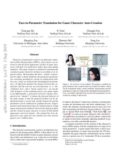 Face-to-Parameter Translation for Game Character Auto-Creation