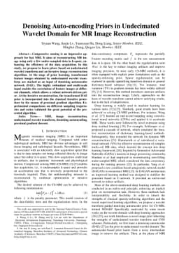 Denoising Auto-encoding Priors in Undecimated Wavelet Domain for MR
  Image Reconstruction