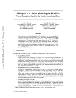 Bilingual is At Least Monolingual (BALM): A Novel Translation Algorithm
  that Encodes Monolingual Priors