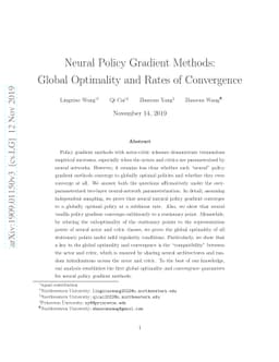 Neural Policy Gradient Methods: Global Optimality and Rates of
  Convergence