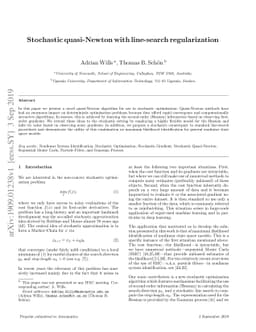 Stochastic quasi-Newton with line-search regularization