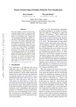 Neural Attentive Bag-of-Entities Model for Text Classification