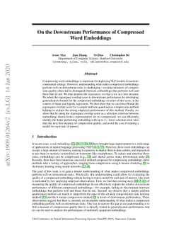 On the Downstream Performance of Compressed Word Embeddings