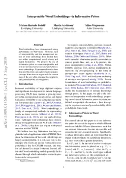 Interpretable Word Embeddings via Informative Priors