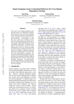 Target Language-Aware Constrained Inference for Cross-lingual Dependency
  Parsing