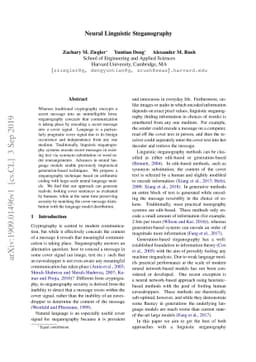 Neural Linguistic Steganography