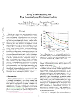 Lifelong Machine Learning with Deep Streaming Linear Discriminant
  Analysis