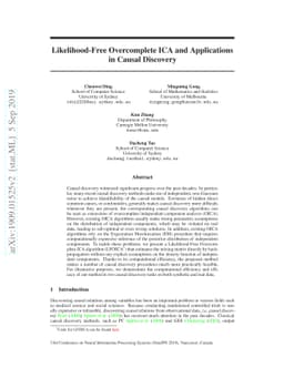 Likelihood-Free Overcomplete ICA and Applications in Causal Discovery
