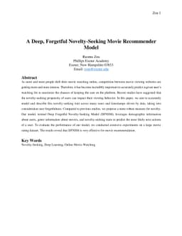 A Deep, Forgetful Novelty-Seeking Movie Recommender Model