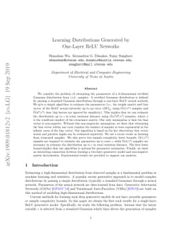 Learning Distributions Generated by One-Layer ReLU Networks