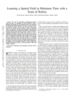 Learning a Spatial Field in Minimum Time with a Team of Robots
