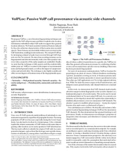 VoIPLoc: Passive VoIP call provenance via acoustic side-channels