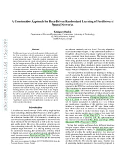 A Constructive Approach for Data-Driven Randomized Learning of
  Feedforward Neural Networks