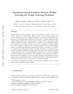 Population-based Gradient Descent Weight Learning for Graph Coloring
  Problems