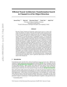 Efficient Neural Architecture Transformation Searchin Channel-Level for
  Object Detection