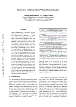 Informative and Controllable Opinion Summarization