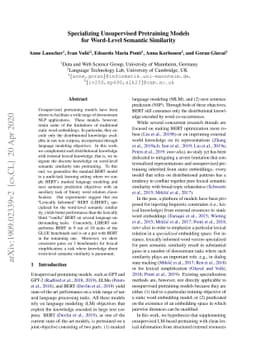Specializing Unsupervised Pretraining Models for Word-Level Semantic
  Similarity