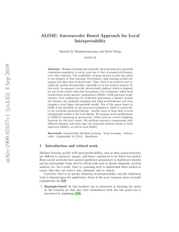 ALIME: Autoencoder Based Approach for Local Interpretability