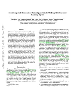 Spatiotemporally Constrained Action Space Attacks on Deep Reinforcement
  Learning Agents