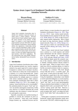 Syntax-Aware Aspect Level Sentiment Classification with Graph Attention
  Networks