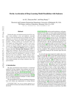 On the Acceleration of Deep Learning Model Parallelism with Staleness