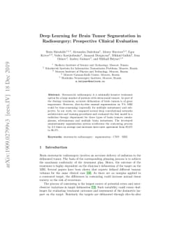Deep Learning for Brain Tumor Segmentation in Radiosurgery: Prospective
  Clinical Evaluation
