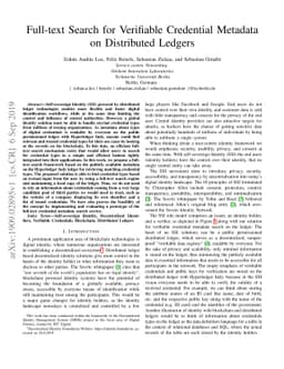 Full-text Search for Verifiable Credential Metadata on Distributed
  Ledgers