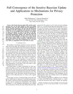 Full Convergence of the Iterative Bayesian Update and Applications to
  Mechanisms for Privacy Protection