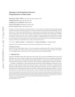 Automatic Critical Mechanic Discovery Using Playtraces in Video Games