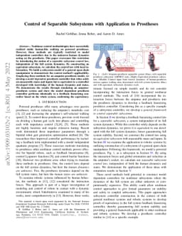 Control of Separable Subsystems with Application to Prostheses
