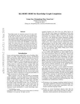KG-BERT: BERT for Knowledge Graph Completion