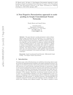 A Non-Negative Factorization approach to node pooling in Graph
  Convolutional Neural Networks