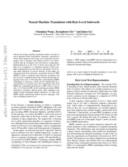 Neural Machine Translation with Byte-Level Subwords