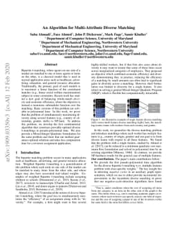 An Algorithm for Multi-Attribute Diverse Matching