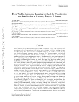 Deep Weakly-Supervised Learning Methods for Classification and
  Localization in Histology Images: A Survey