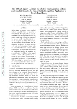 May I Check Again? -- A simple but efficient way to generate and use
  contextual dictionaries for Named Entity Recognition. Application to French
  Legal Texts